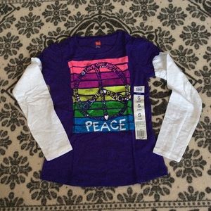 Hanes Girls 💜 Peace  ☮️ Tee Long Sleeves Size S